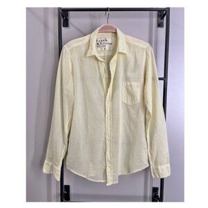 Frank & Eileen Barry Plunge Button Up Shirt Yellow Size S 100% Cotton